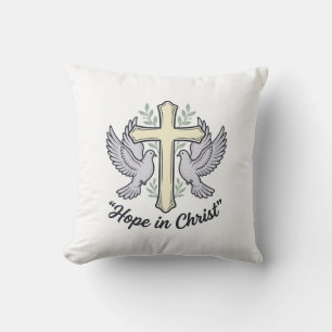 Hoop in Christus Duif Kruis Vintage Christelijk On Kussen