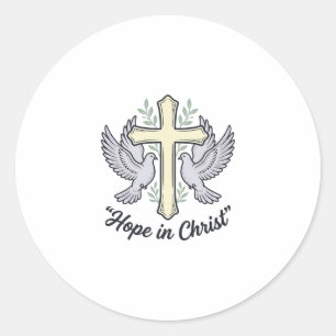 Hoop in Christus Duif Kruis Vintage Christelijk On Ronde Sticker