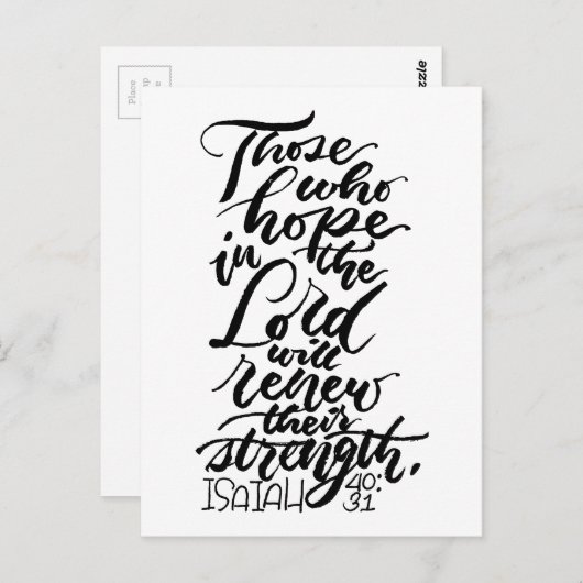 Hoop in het Lord Brush Script Briefkaart (Voorkant / Achterkant)