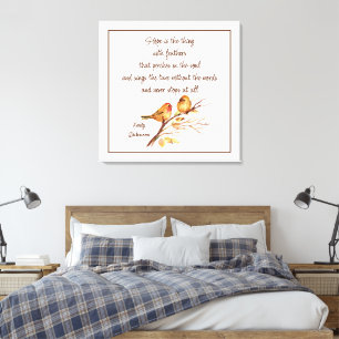 Hoop is het ding met veren Inspirerend gedicht Canvas Afdruk