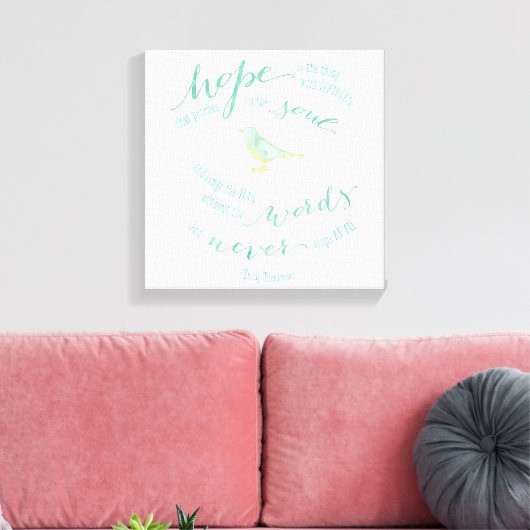 Hoop is het ding met veren Quote Canvas (Insitu (Woonkamer))