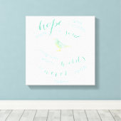 Hoop is het ding met veren Quote Canvas Afdruk (Insitu (Houten vloer))