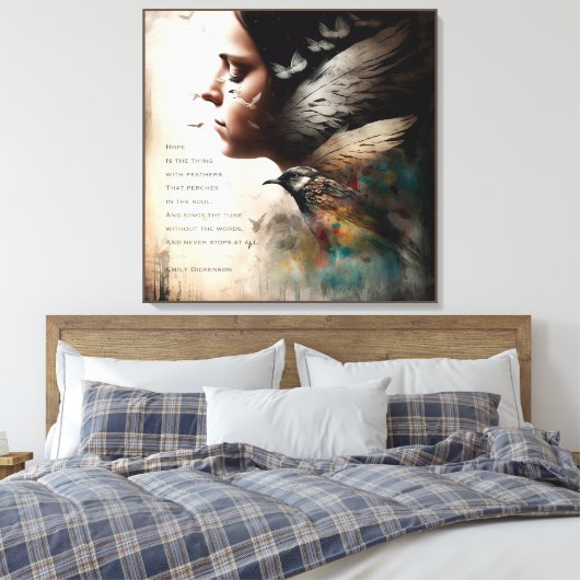 Hoop is het Dingen met Veathers Canvas Afdruk (Insitu (Slaapkamer))
