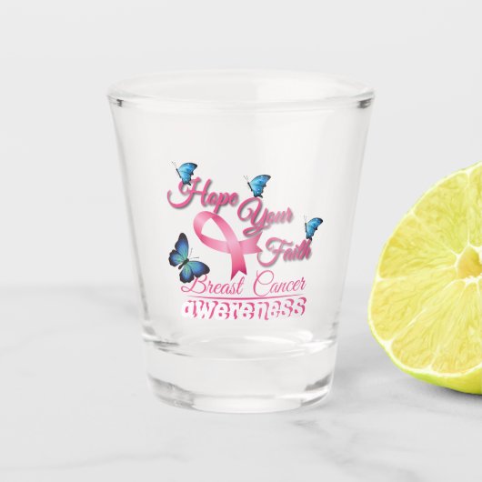 Hoop je geloof (borstkankerbewustzijn) shot glas (Voorkant)