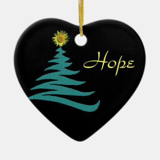 Hoop kerstboomversiering - hart keramisch ornament