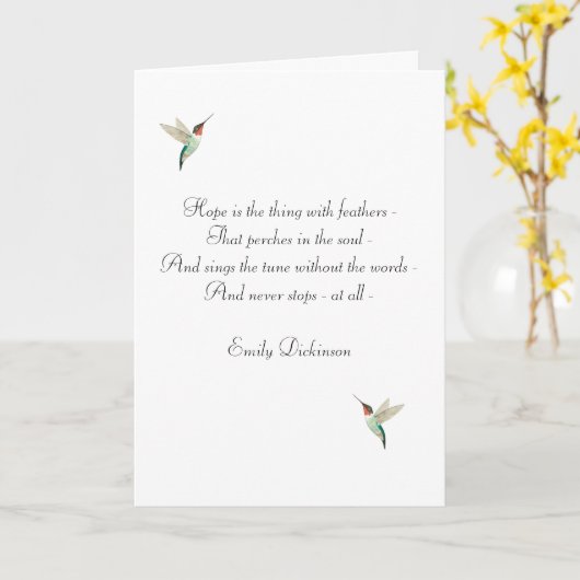 Hoop kolibrie met robijnkeel kaart (Gele Bloem)