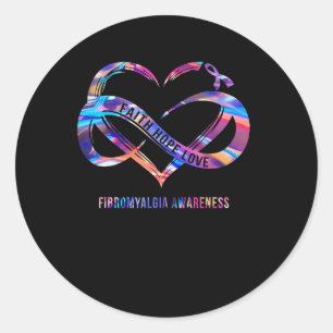 Hoop Liefde Fibromyalgie Bewustzijn 2 Ronde Sticker