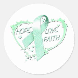 Hoop Liefde Geloof Hart (blauwgroen) Ronde Sticker