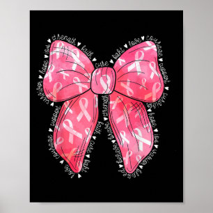 Hoop Liefde Steun Roze Coquette Bow Borstkanker Poster