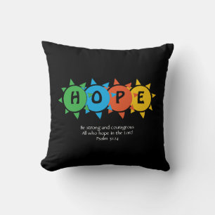 HOOP OP DE HERE  PSALM 31 Zwart Kussen