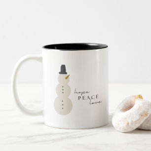 Hoop op vrede liefde. Kerst Sneeuwman Mokken Cups