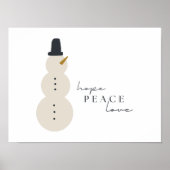 Hoop op vrede liefde. Kerst Sneeuwman Prints Poste (Voorkant)