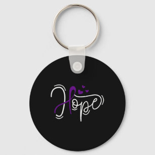 Hoop Paarse lint bewustzijn verslaving herstel Sleutelhanger