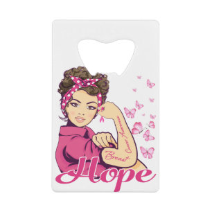 Hoop Rosie Riveter Breast Cancer Bewustheid Kredietkaart Flessenopener