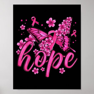 Hoop roze koolstofvlinder Borstkanker Poster