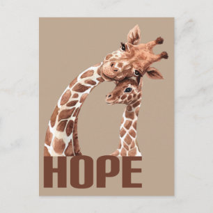 Hoop Schattige moeder en Baby Giraffe Briefkaart