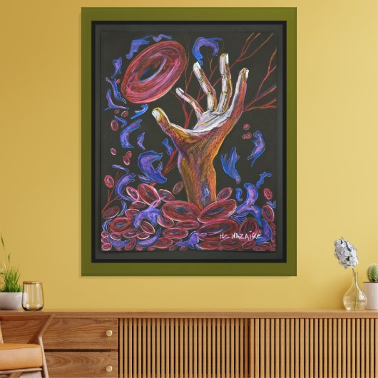 Hoop - Sikkelcel Art Canvas Groen (Insitu (Woonkamer))
