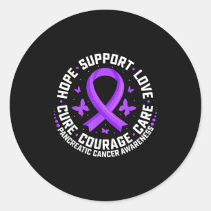 Hoop Steun Liefde Paarse Lint Pancreaskanker Ronde Sticker