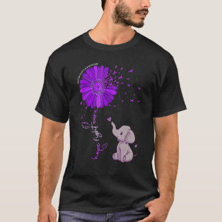Hoop Strijd Genees Paarse Bloem Olifant Alzheimer T-shirt