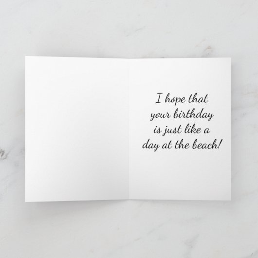 HOOP *VERJAARDAG" IS ALS EEN *DAG OP HET STRAND* KAART (Binnen)