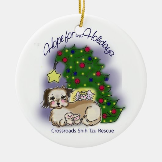 Hoop voor de feestdagen keramisch ornament (Voorkant)