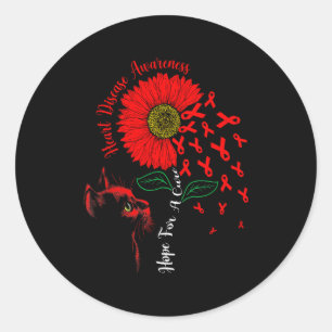 Hoop Voor Een Genezing Zonnebloem Zwarte Kat Hartz Ronde Sticker