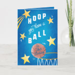 Hoop vous avez un ballon Kids basketball Carte d'a<br><div class="desc">Carte d'anniversaire de thème sportif,  ajoutez votre propre message ou photos à l'intérieur avant ou arrière. Libellé et illustration ©Becky Nimoy</div>