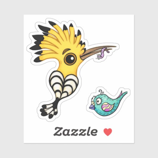 Hoopoe Bird Cartoon Sticker (Vel)