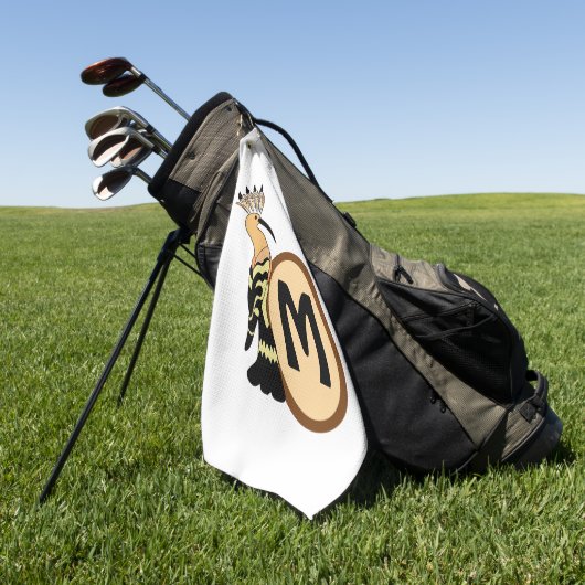 Hoopoe Whimsical Bird Monogram Golfhanddoek (Groen)