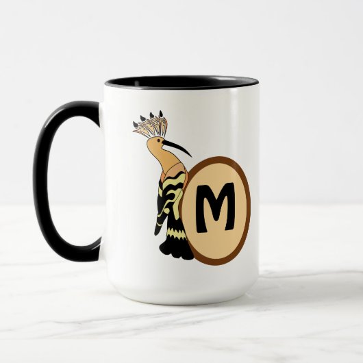 Hoopoe Whimsical Bird Monogram Mok (Links)