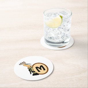 Hoopoe Whimsical Bird Monogram Ronde Kartonnen Onderzetter