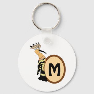 Hoopoe Whimsical Bird Monogram Sleutelhanger