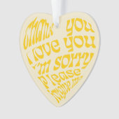 Ho'oponopono Hartvormige tekst geel Ornament (voorkant)