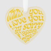 Ho'oponopono Hartvormige tekst geel Ornament (voorkant)