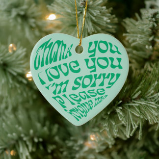 Ho'oponopono Hartvormige tekst Groen Keramisch Ornament