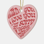 Ho'oponopono Hartvormige tekst Rood Keramisch Ornament (Links)