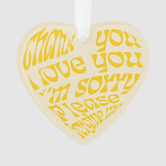 Ho'oponopono Texte en forme de coeur Jaune (devant)