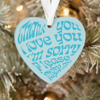Ho'oponopono Texte en forme de coeur Turquoise