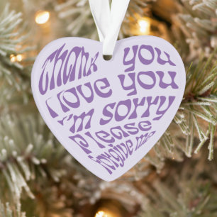 Ho'oponopono Texte en forme de coeur violet