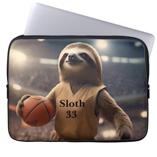 Hoops and Hangs: De Slam Dunking Luiaard, Laptop Sleeve (Voorkant)