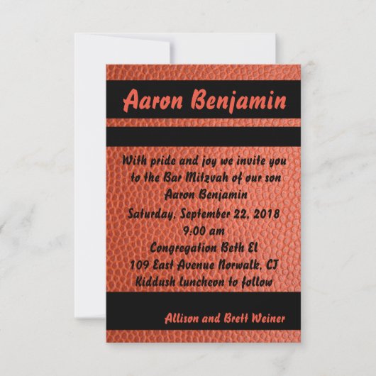 Hoops Bar Mitzvah Invitation Orange (Devant)