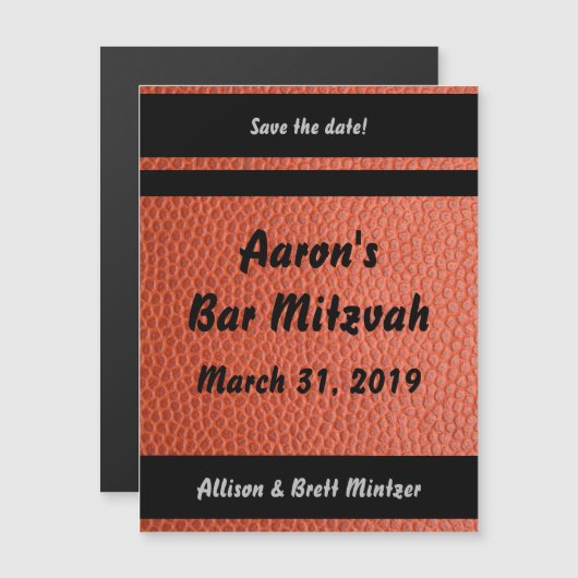 Hoops Bar Mitzvah Magnet avec Enveloppe (Devant / Derrière)