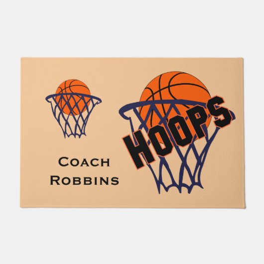 Hoops Basketball & Net Any Name Deuren Mat (Voorkant)