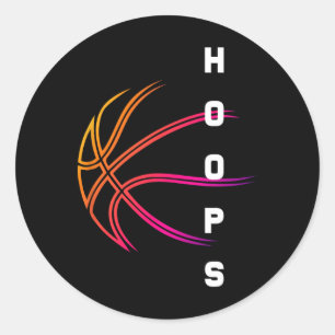 Hoops Bysketbyll Player Retro Ronde Sticker