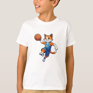 Hoops Cat Basketbal Ontwerp Grappige Kattenliefheb T-shirt