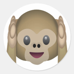 Hoor geen Kwaad Monkey Emoji Ronde Sticker