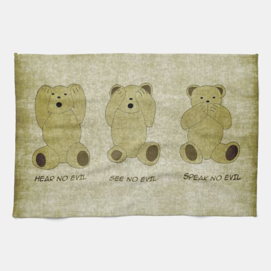 Hoor Geen kwaad Teddy Bears Kitchen Towel Theedoek (Horizontaal)