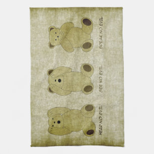 Hoor Geen Kwaad Teddyberen Keukendoek Theedoek