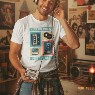 Hoor hoe de muziek de baars voelt muziek van 90 t-shirt