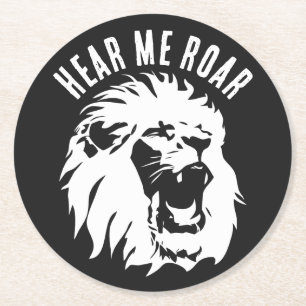 Hoor me Roar Lion Face Ronde Kartonnen Onderzetter